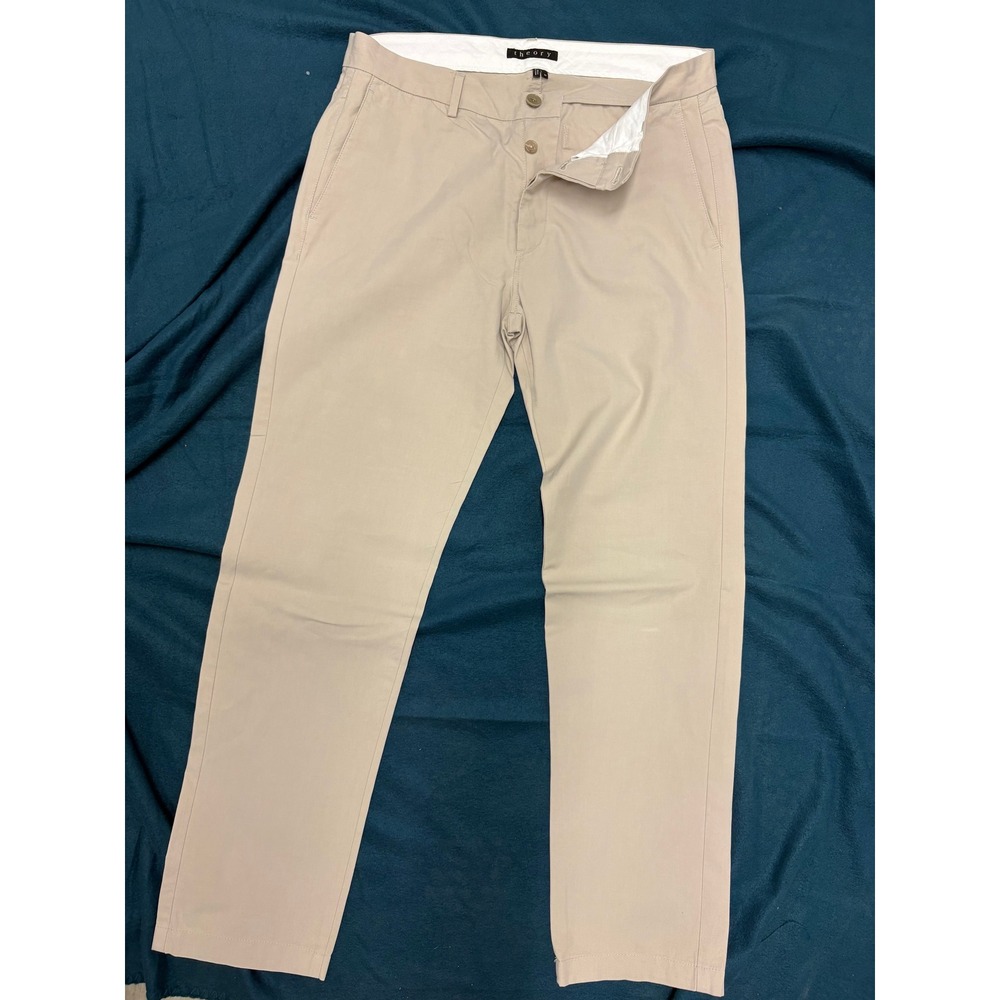 Theory‎ Mens Zaine Slim Fit Chino Pants Beige Khaki Size 32 Cotton Stretch